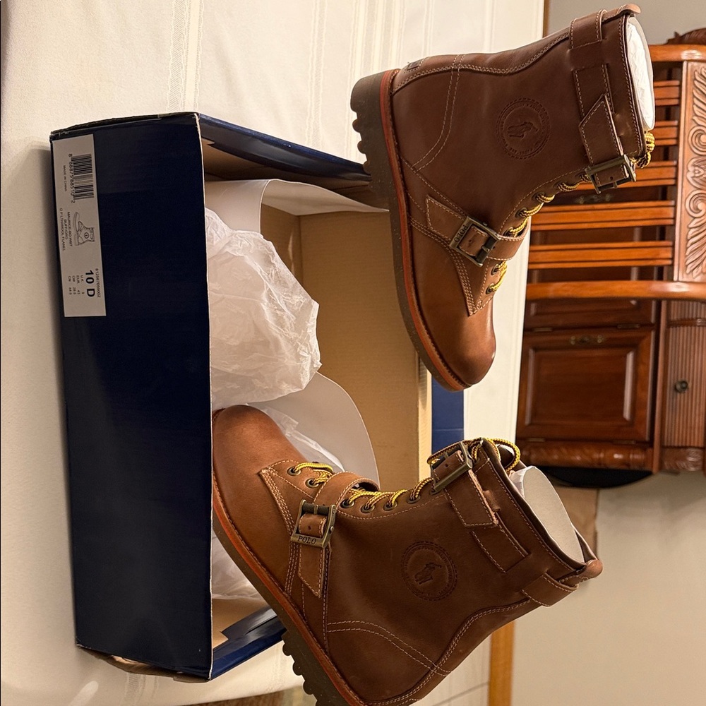 Polo by Ralph Lauren Maurice BO-WBT 10D Leather W/Flannel Lining Men's Boots 10D